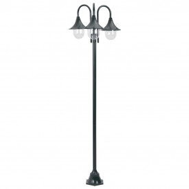 vidaXL Stâlp iluminat grădină E27 220cm aluminiu 3 lămpi verde închis