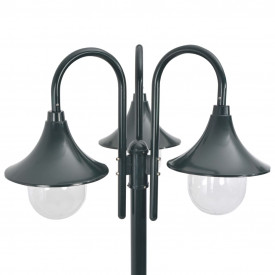 vidaXL Stâlp iluminat grădină E27 220cm aluminiu 3 lămpi verde închis - Img 3