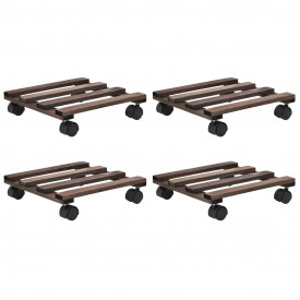 vidaXL Suport cu role pentru plante, 4 buc., 25x25 cm, lemn de cedru - Img 1