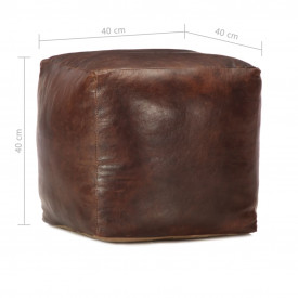 vidaXL Taburet maro închis 40x40x40 cm piele naturală de capră - Img 4