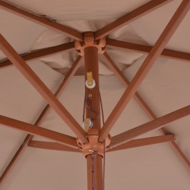 vidaXL Umbrelă de soare de exterior cu stâlp din lemn, taupe, 270 cm - Img 5