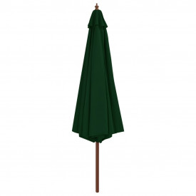 vidaXL Umbrelă de soare de exterior, stâlp din lemn, verde, 350 cm - Img 2