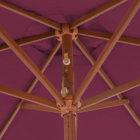 vidaXL Umbrelă de soare de exterior, stâlp lemn, roșu bordo, 270 cm - Img 5