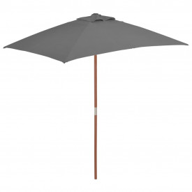 vidaXL Umbrelă de soare, exterior, stâlp lemn, 150x200 cm, antracit