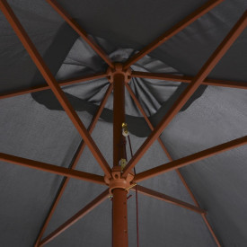 vidaXL Umbrelă de soare exterior, stâlp lemn, 200x300 cm, antracit - Img 6