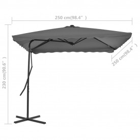 vidaXL Umbrelă soare de exterior, stâlp din oțel, antracit, 250x250 cm - Img 6