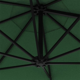 vidaXL Umbrelă soare, montaj pe perete, tijă metalică, verde, 300 cm - Img 7