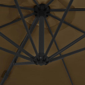 vidaXL Umbrelă suspendată cu stâlp din oțel, gri taupe, 300 cm - Img 6