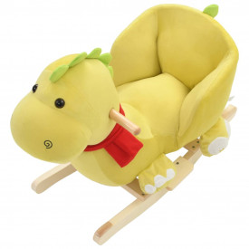 Balansoar animal cu spătar dragon pluș 60x32x53 cm verde lime - Img 4