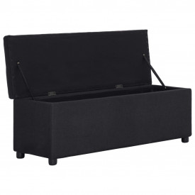 Bancă cu compartiment de depozitare, negru, 116 cm, poliester - Img 5