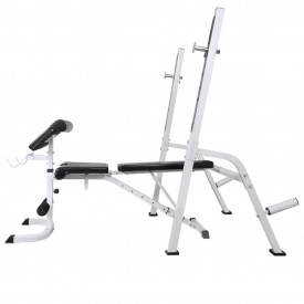 Bancă fitness cu raft greutăți, set haltere/gantere, 120 kg - Img 3