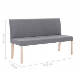 Bancă, gri deschis, 139,5 cm, poliester - Img 8