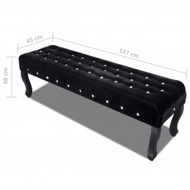 Bancă Negru Catifea cu Nasturi de Cristal - Img 4