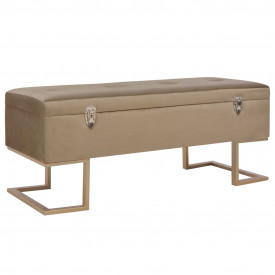 Banchetă cu un compartiment de depozitare bej 105 cm catifea - Img 1