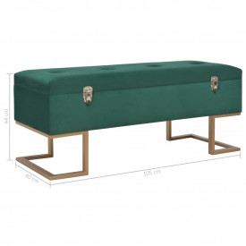 Banchetă cu un compartiment de depozitare verde 105 cm catifea - Img 7