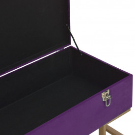 Banchetă cu un compartiment de depozitare violet 105cm catifea - Img 5