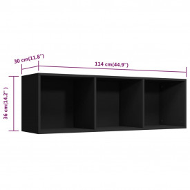 Bibliotecă/Comodă TV, negru, 36 x 30 x 114 cm, PAL - Img 12