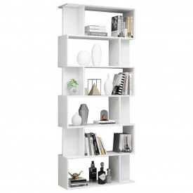 Bibliotecă/Separator cameră, alb lucios, 80 x 24 x 192 cm, PAL - Img 3