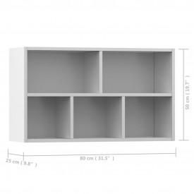Bibliotecă/Servantă, alb, 45 x 25 x 80 cm, PAL - Img 12