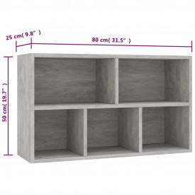 Bibliotecă/Servantă, gri beton, 45 x 25 x 80 cm, PAL - Img 12