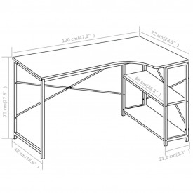 Birou de calculator, alb, 120 x 72 x 70 cm - Img 8