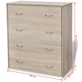 Bufet cu 4 sertare, 60 x 30,5 x 71 cm, culoare stejar - Img 6