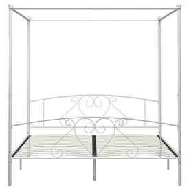 Cadru de pat cu baldachin, alb, 180 x 200 cm, metal - Img 2