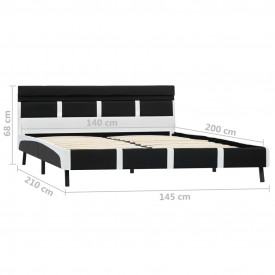 Cadru de pat cu LED, negru, 140 x 200 cm, piele ecologică - Img 9