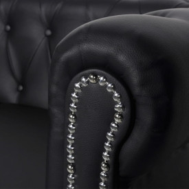 Canapea Chesterfield cu 2 locuri, piele artificială, negru - Img 3