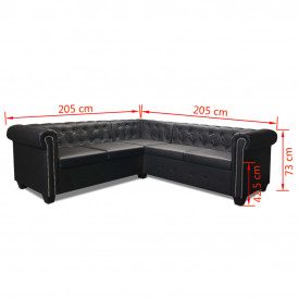 Canapea Chesterfield din piele artificială 5 locuri, maro - Img 7