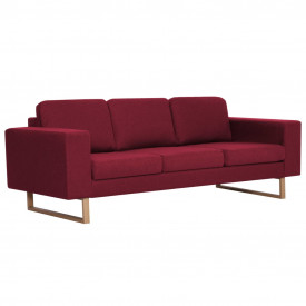 Canapea cu 3 locuri, bordo, material textil - Img 2