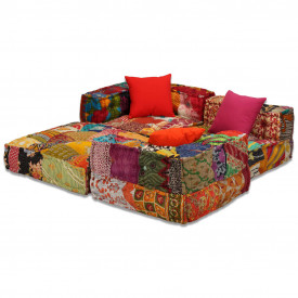 Canapea modulară cu 3 locuri Textil, Model Petice - Img 11