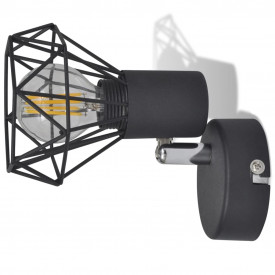 Candelabru perete cadru stil industrial 2 becuri LED filament, negru - Img 9