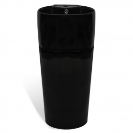Chiuvetă ceramică verticală rotundă baie bazin/Gaură scurgere, negru - Img 3
