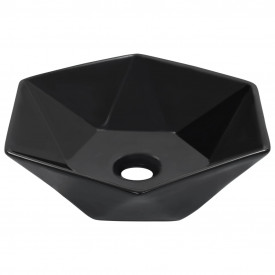 Chiuvetă de baie, negru, 41 x 36,5 x 12 cm, ceramică