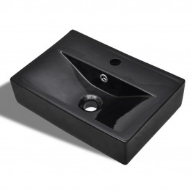 Chiuvetă dreptunghiulară de baie din ceramică, negru