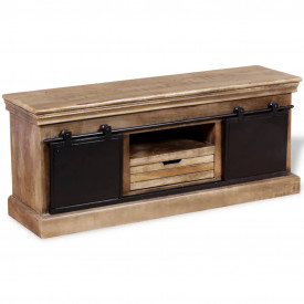 Comodă TV cu 2 uși glisante lemn de mango masiv 110x30x45 cm - Img 4