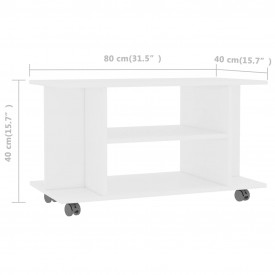 Comodă TV cu rotile, alb, 80 x 40 x 40 cm, PAL - Img 6