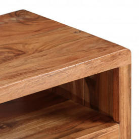 Comodă TV din lemn masiv de acacia, uși sculptate, 117x30x40 cm - Img 8