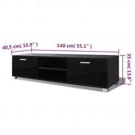 Comodă TV lucioasă, 140 x 40,3 x 34,7 cm, negru - Img 5