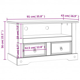 Comodă TV stil Corona din pin mexican 91 x 43 x 56 cm - Img 9