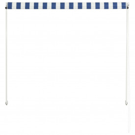 Copertină retractabilă, albastru și alb, 150 x 150 cm - Img 5