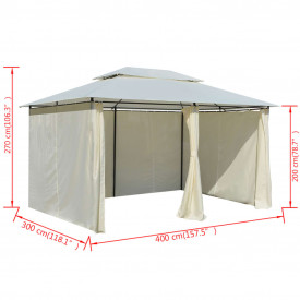 Cort de grădină cu perdele 4 x 3 m, alb - Img 8