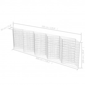 Coș gabion / jardinieră pentru legume, 300 x 30 x 100 cm din oțel - Img 6