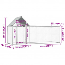 Coteț de găini, 3 x 1 x 1,5 m, oțel galvanizat - Img 6