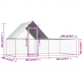 Coteț de găini, 4 x 2 x 2 m, oțel galvanizat - Img 6