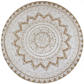 Covor din iută împletită cu imprimeu, 150 cm, rotund