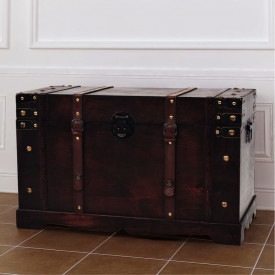 Cufăr vintage din lemn, 66 x 38 x 40 cm - Img 8