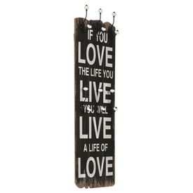 Cuier de perete cu 6 cârlige, 120 x 40 cm, LOVE LIFE - Img 1