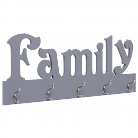 Cuier de perete FAMILY, gri, 74 x 29,5 cm